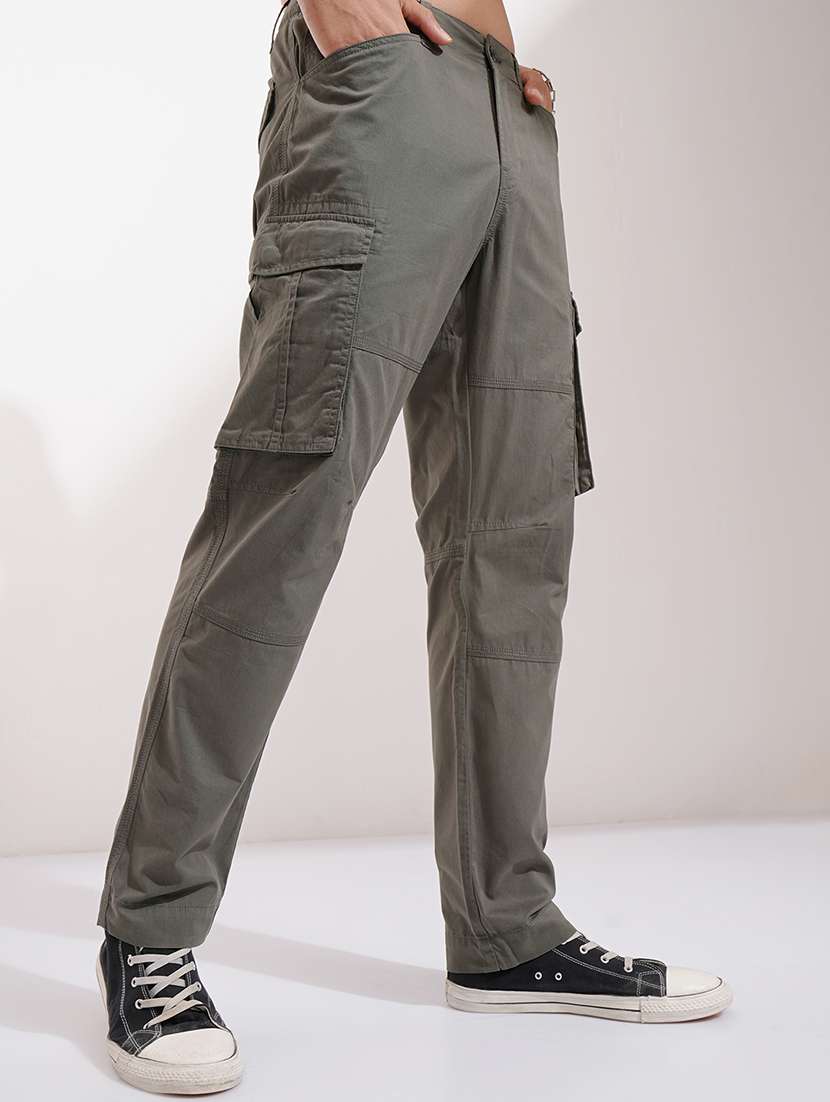 men grey cotton pleated casual trouser - 22462742 -  Standard Image - 3