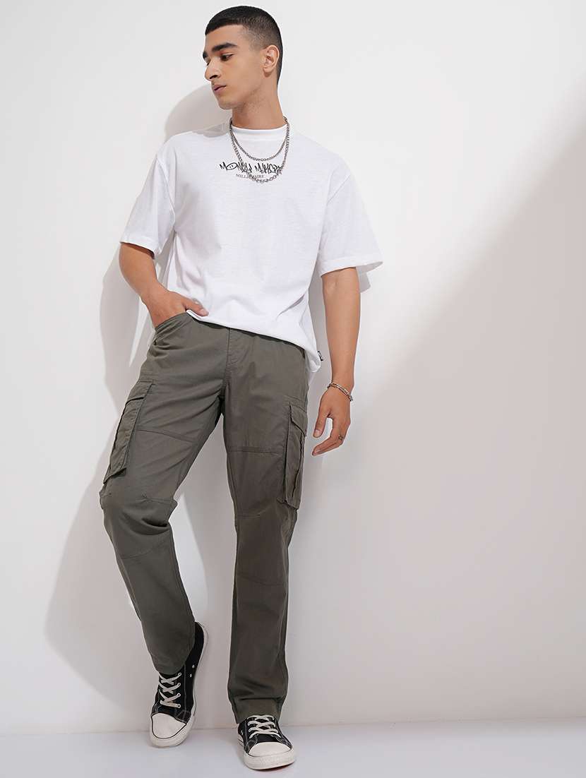 men grey cotton pleated casual trouser - 22462742 -  Standard Image - 5