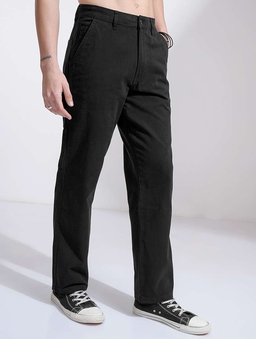 men trousers black cotton regular fit casual - 22462744 -  Standard Image - 3