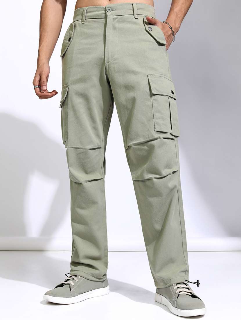 men cotton pleated casual trouser