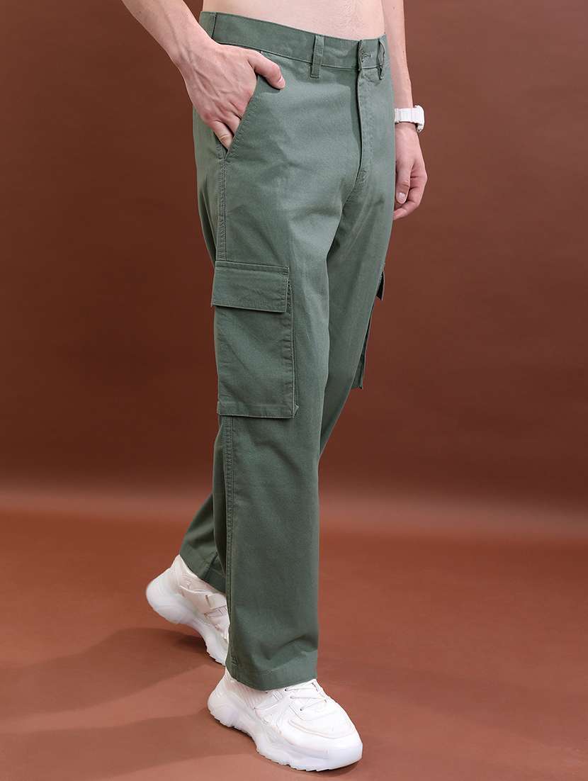 green cotton regular fit cargo trousers - 22462764 -  Standard Image - 3