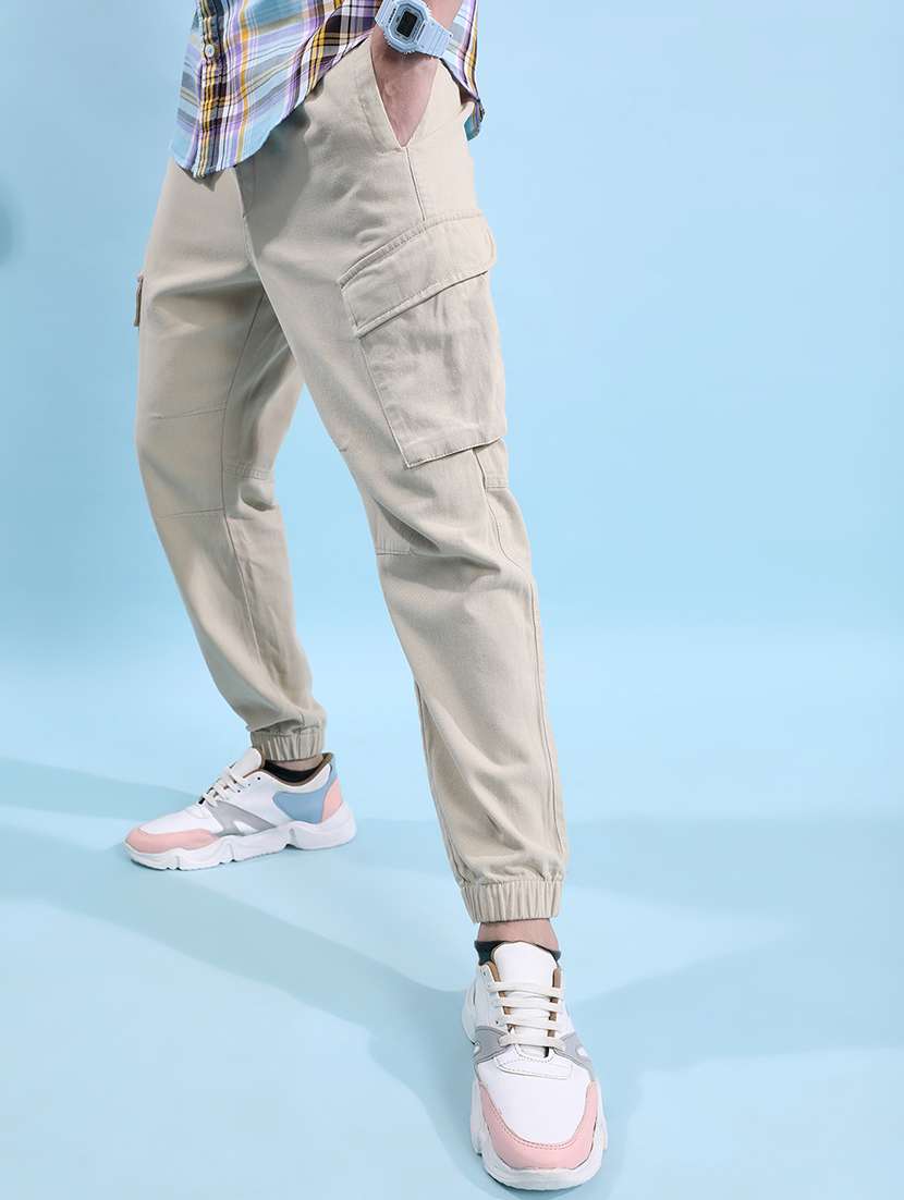 men polyester pleated casual trouser