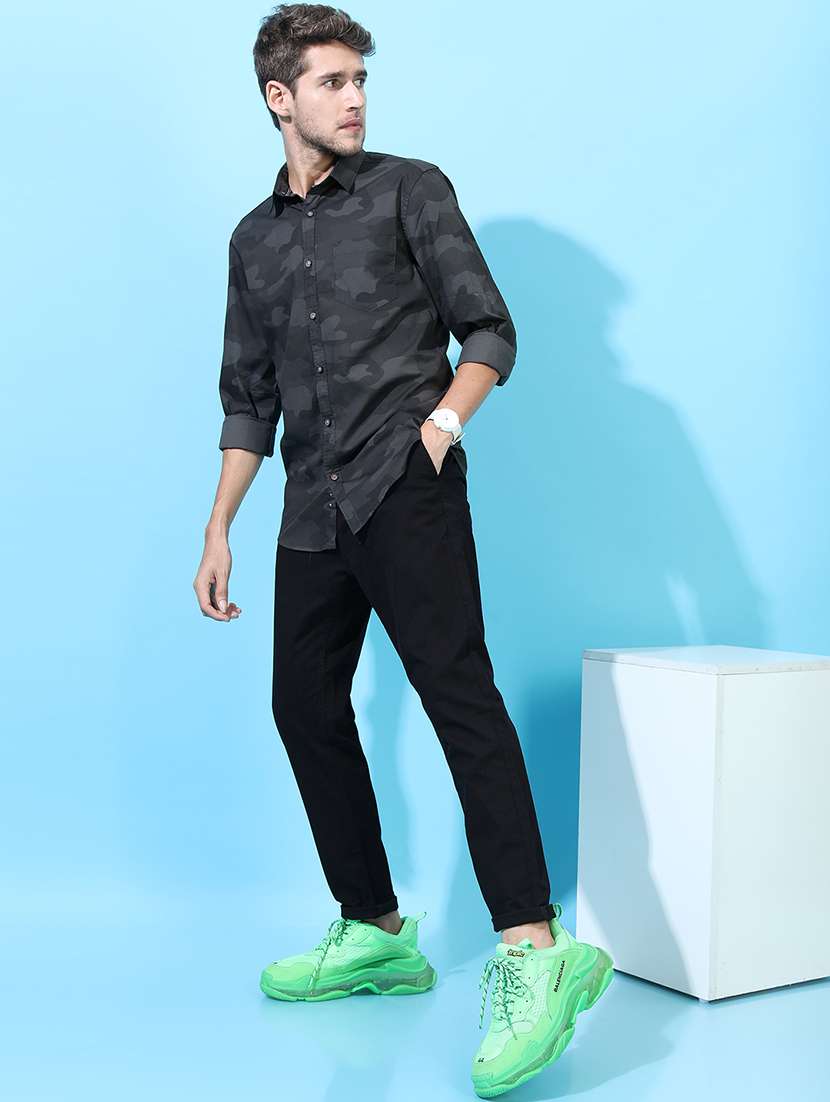 men regular fit black cotton solid trousers - 22462776 -  Standard Image - 5