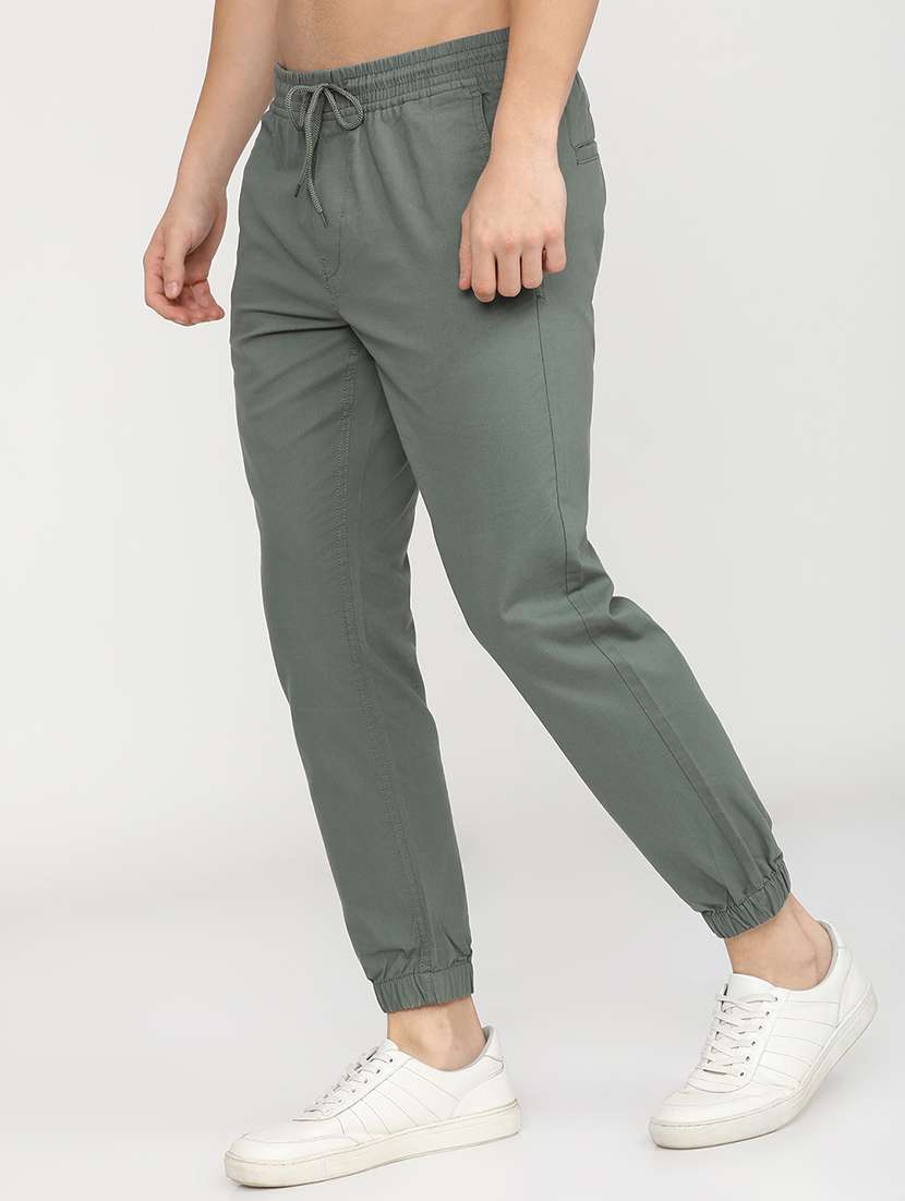 men green cotton pleated casual trouser - 22462790 -  Standard Image - 3