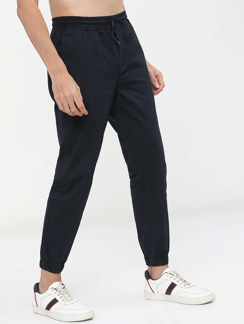 men navy blue cotton pleated casual trouser - 22462795 -  Standard Image - 3