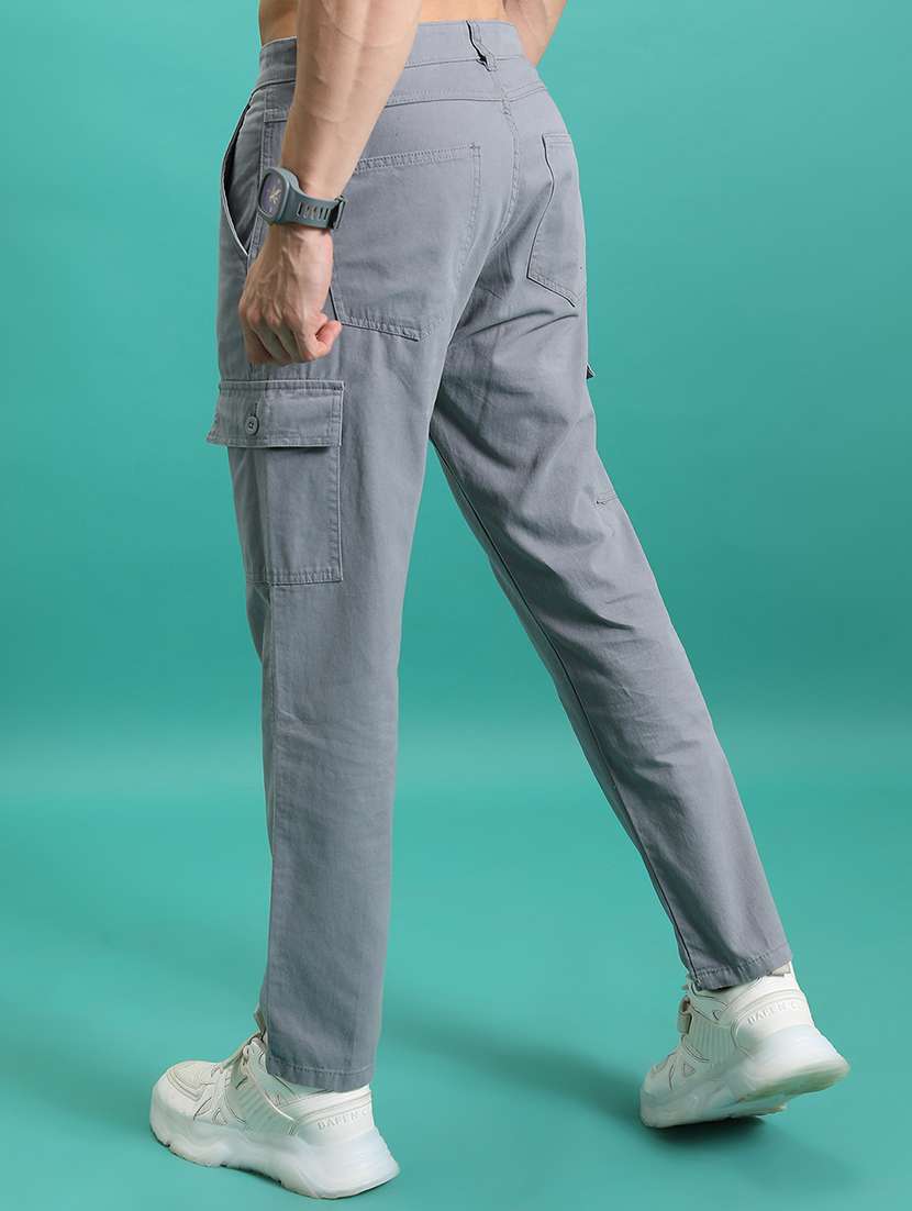 men grey cotton pleated casual trouser - 22462810 -  Standard Image - 3