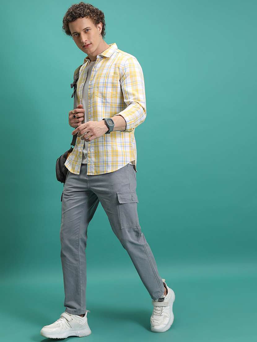 men grey cotton pleated casual trouser - 22462810 -  Standard Image - 5