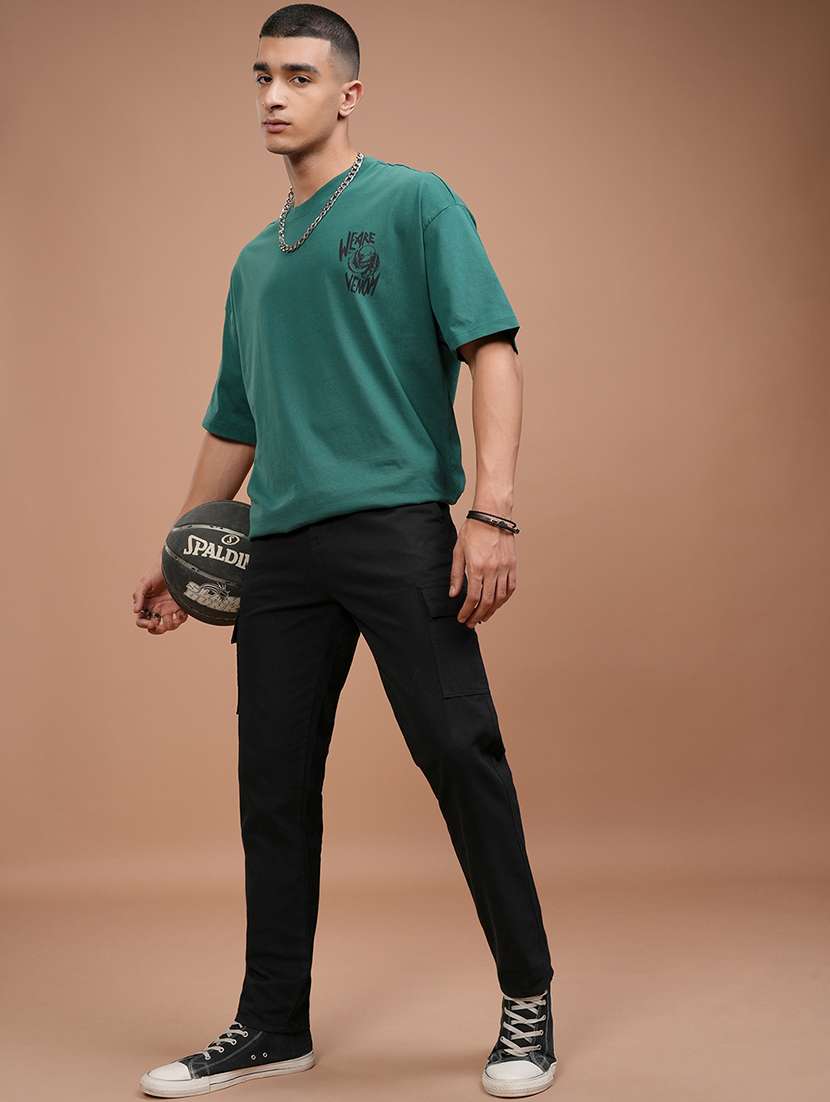 men black cotton regular fit cargos trousers - 22462813 -  Standard Image - 5
