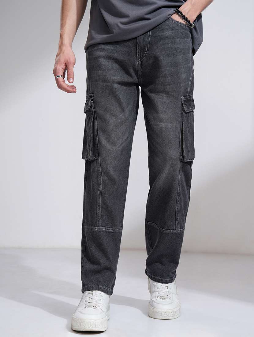men charcoal cotton jean