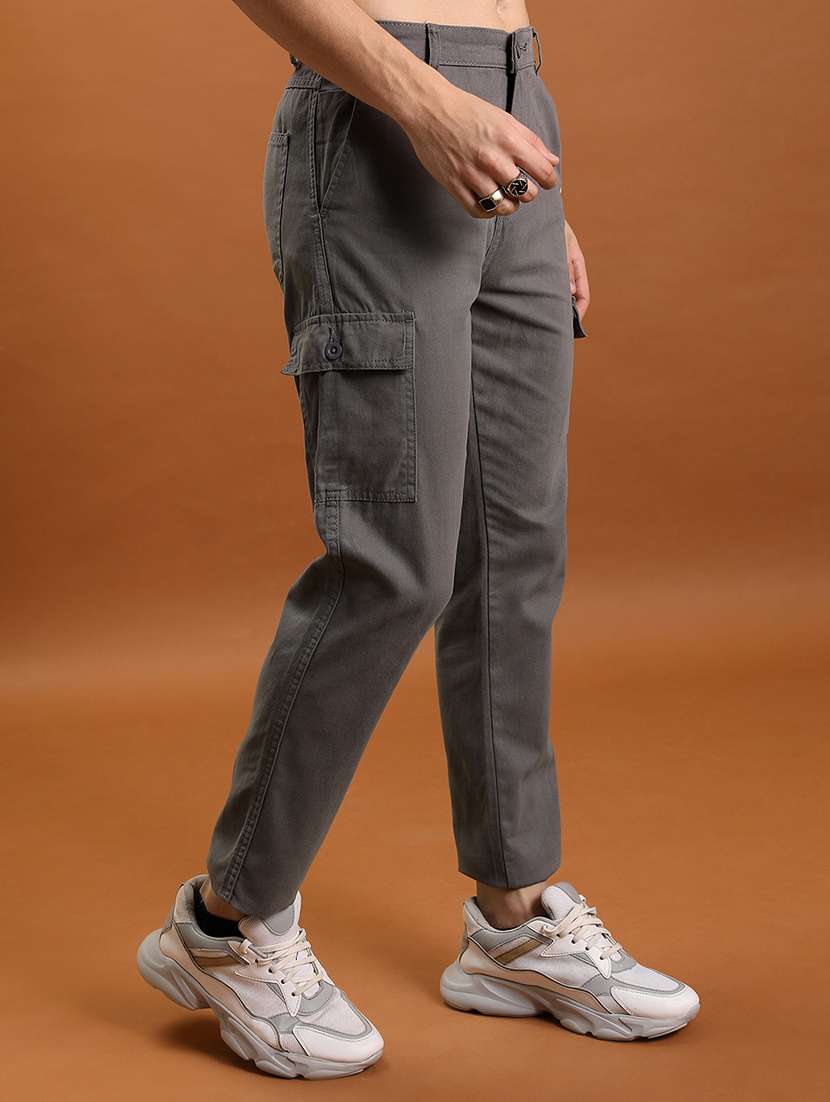 Men Grey Cotton Pleated Casual Trouser - 22462819 -  Standard Image - 3