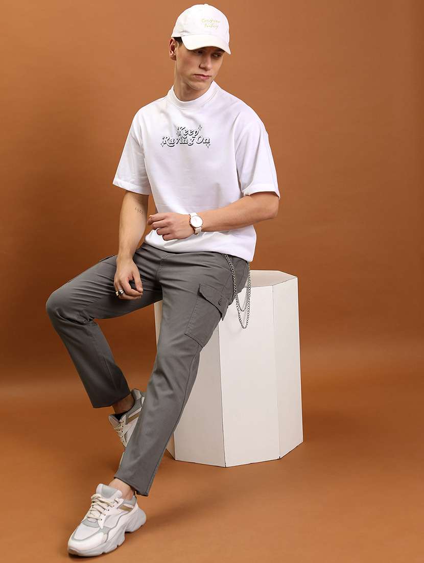 Men Grey Cotton Pleated Casual Trouser - 22462819 -  Standard Image - 5