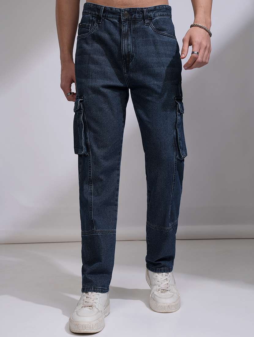 men blue cotton jean
