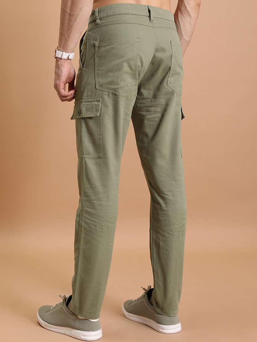 Men Olive Cotton Pleated Casual Trouser - 22462825 -  Standard Image - 3