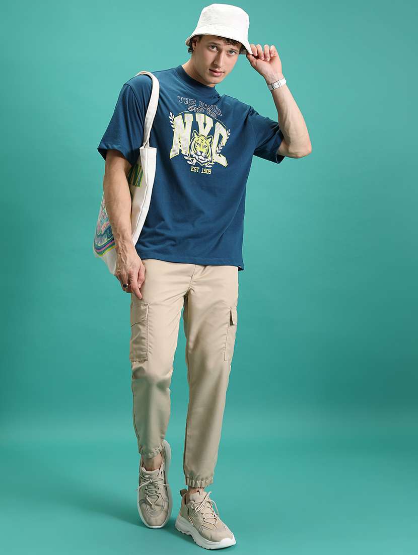men beige solid casual trousers cargo style full length - 22462832 -  Standard Image - 5