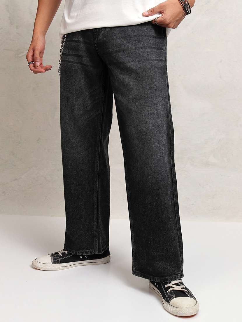 men grey cotton jean