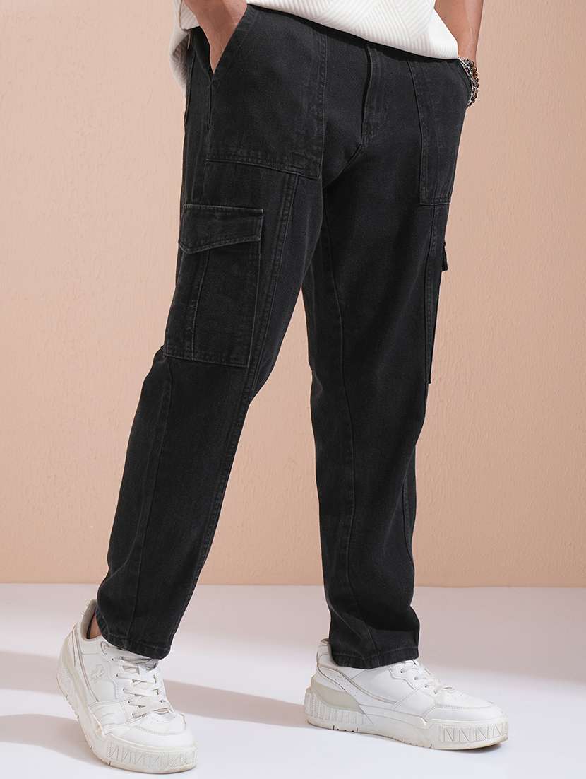 men solid  black cotton jean - 22462856 -  Standard Image - 3
