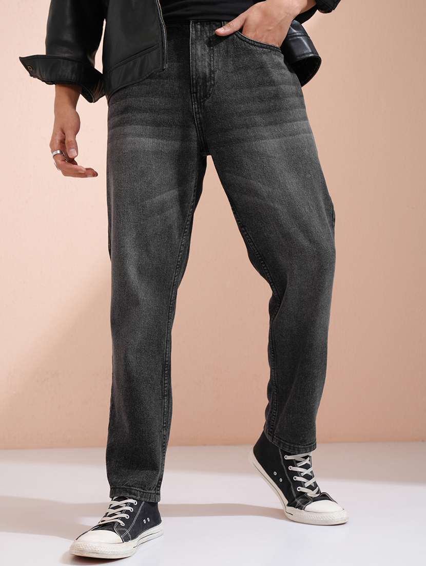 men grey cotton jean