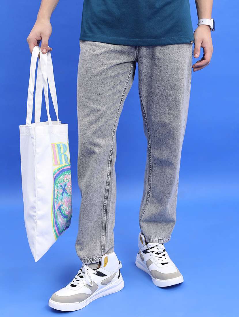 men grey cotton jean