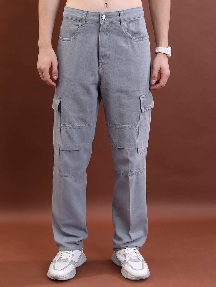 men grey cotton jean