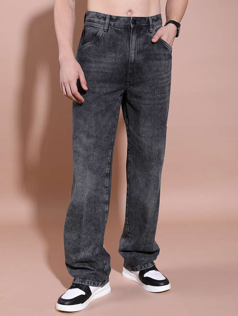 men grey cotton jean