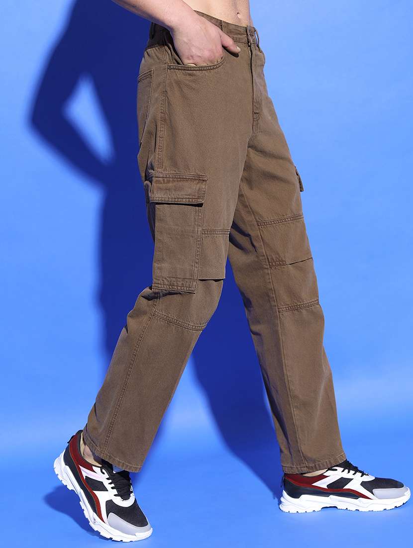 men solid  brown cotton jean - 22462893 -  Standard Image - 3