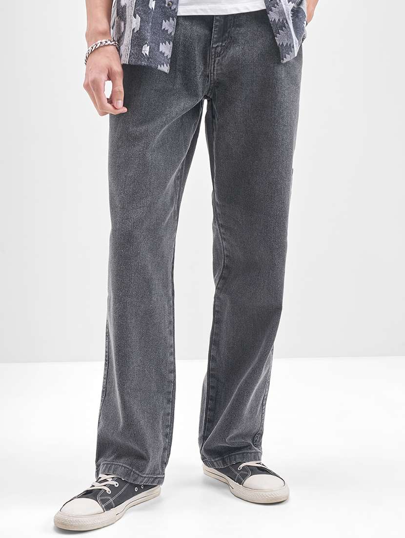 men grey cotton jean