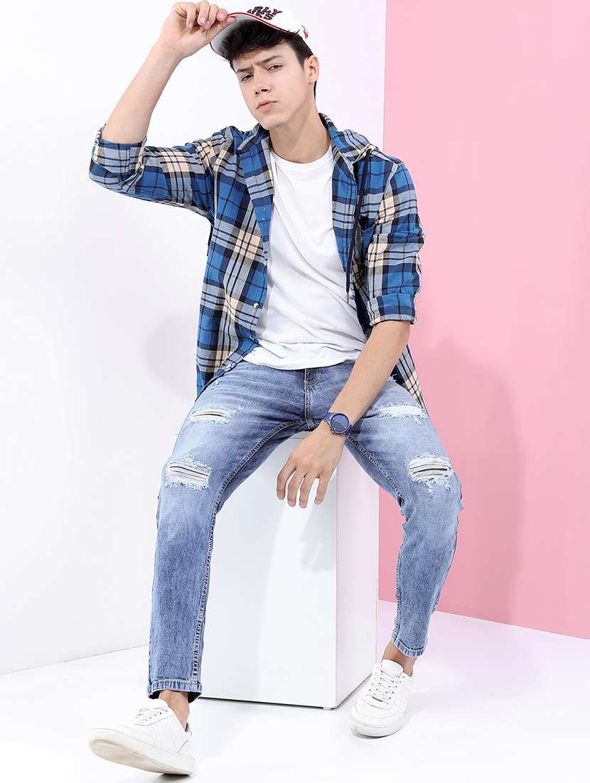 men blue cotton jean - 22462912 -  Standard Image - 5