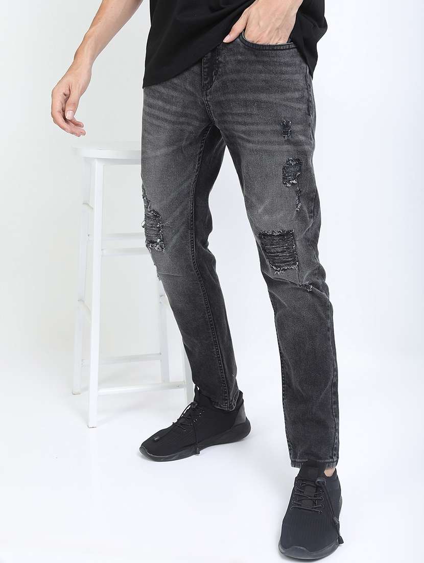 men grey cotton jean