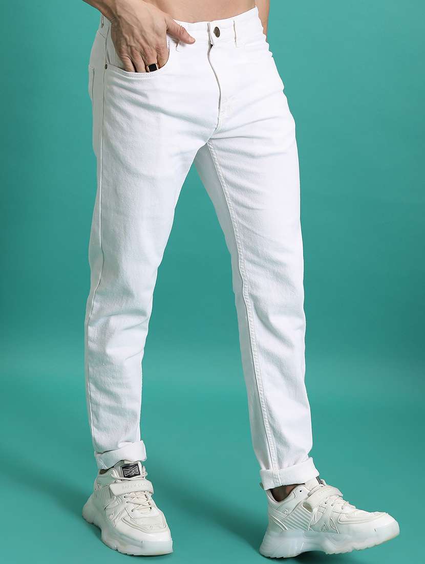 men solid  white cotton jean - 22462933 -  Standard Image - 3