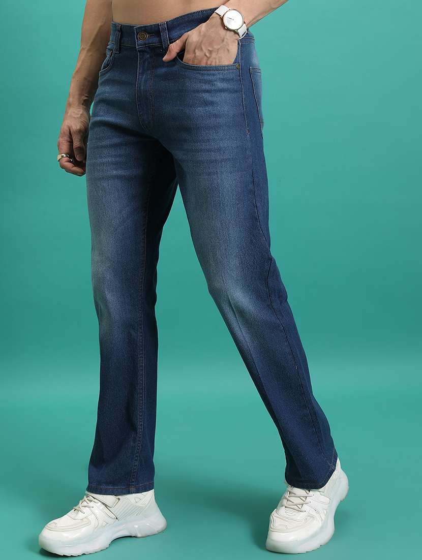 men solid  blue cotton jean - 22462949 -  Standard Image - 3