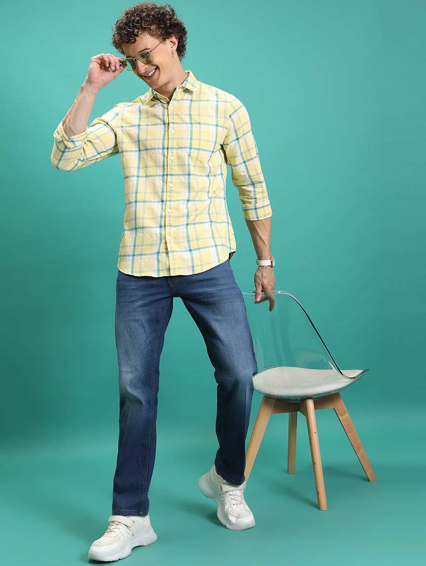 men solid  blue cotton jean - 22462949 -  Standard Image - 5