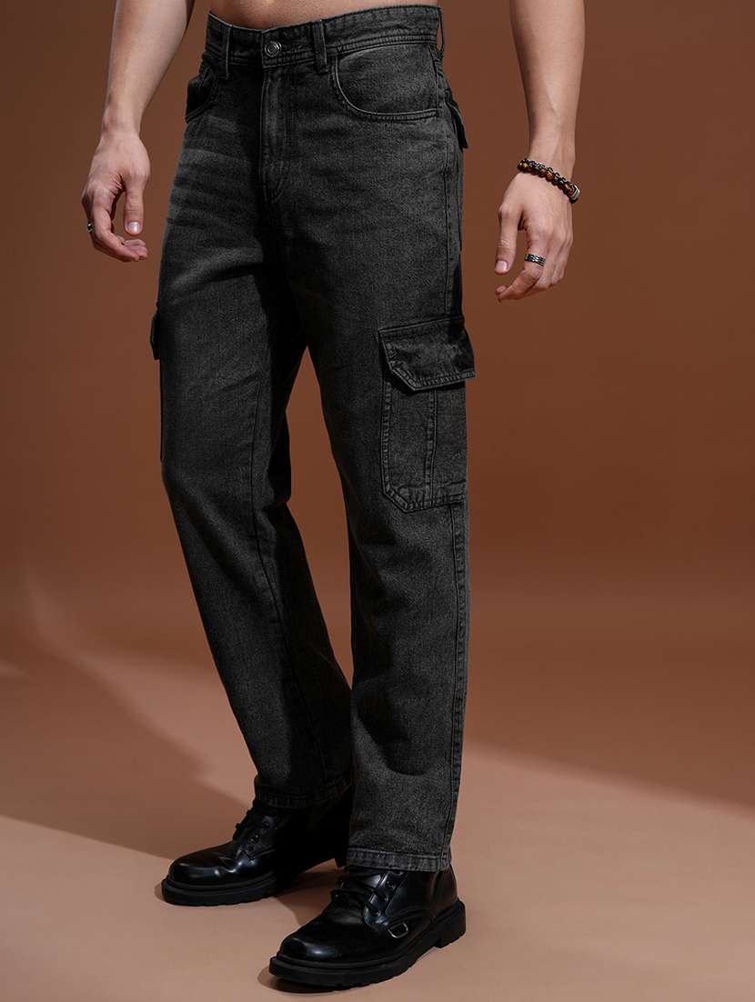 men solid  grey cotton jean - 22462965 -  Standard Image - 3