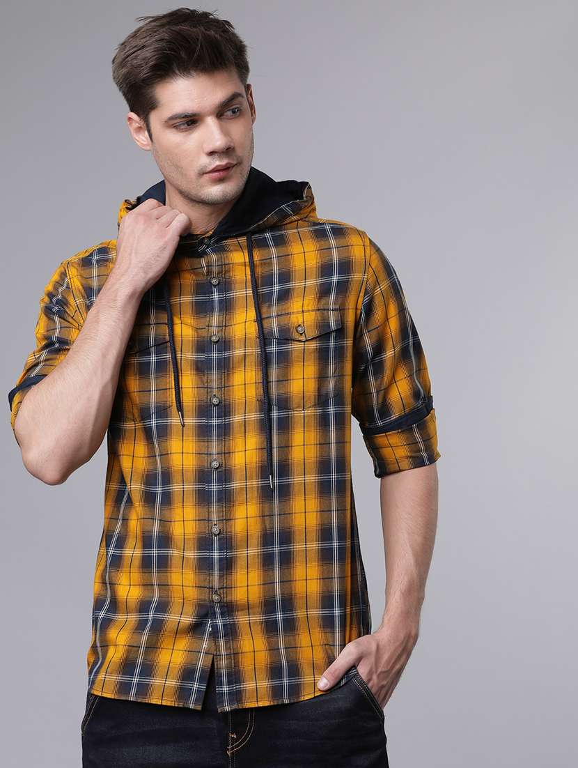 men checkered long sleeve regular fit casual shirt
