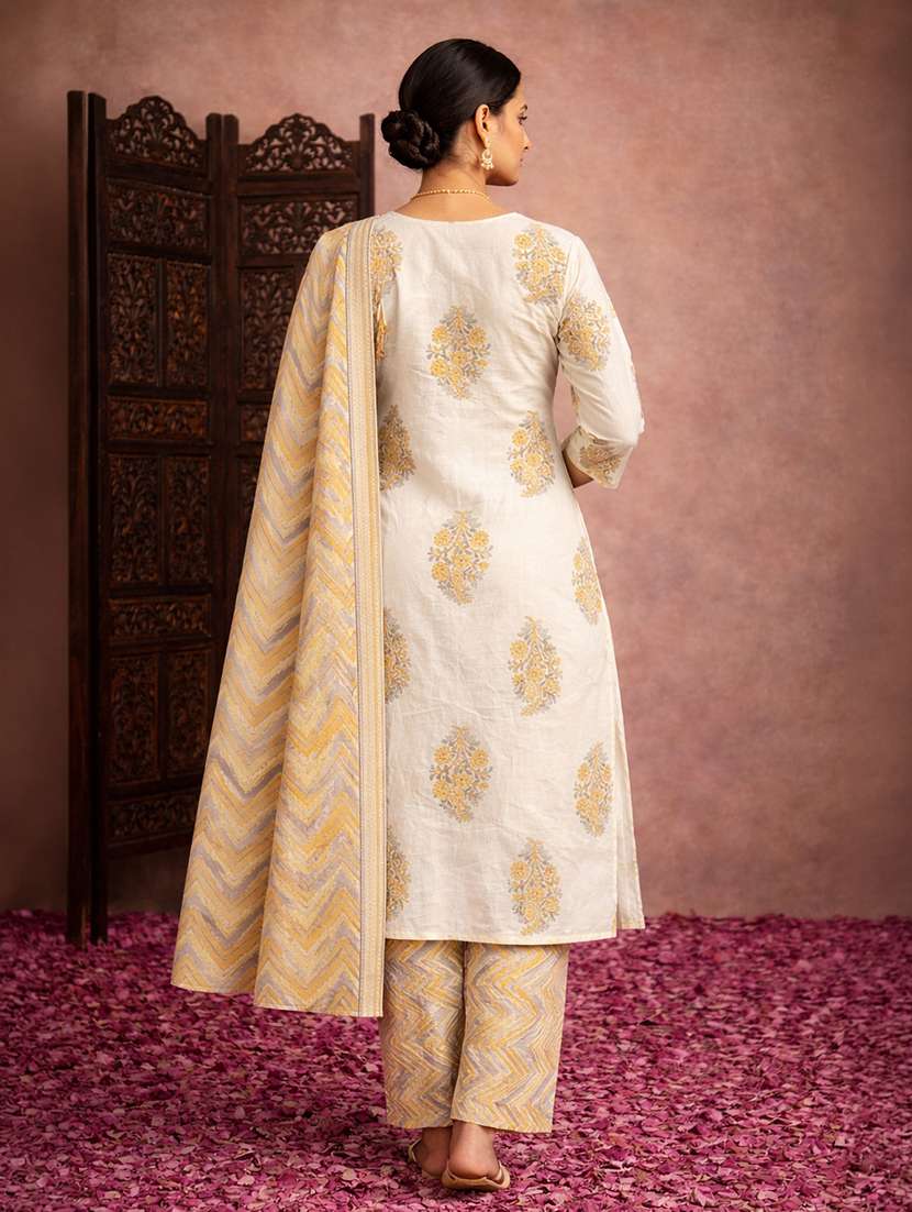 women yellow cotton straight ethnic dress - 22463111 -  Standard Image - 3