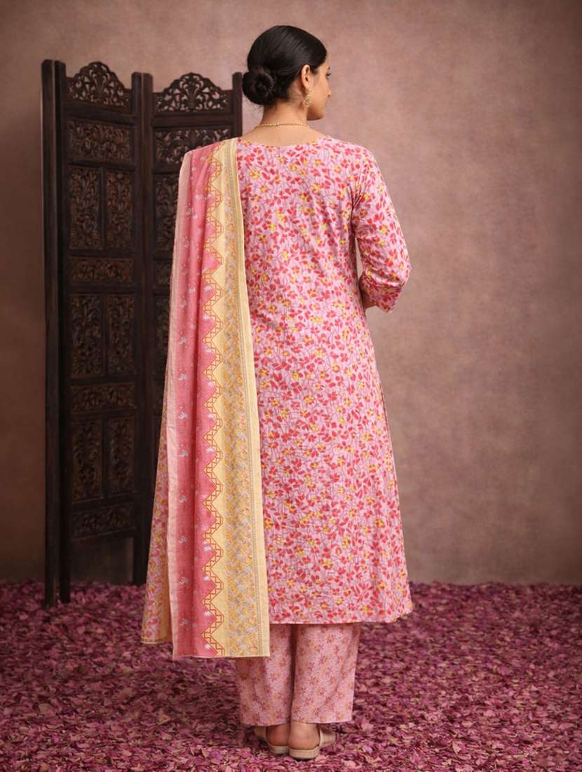 women pink cotton straight ethnic dress - 22463112 -  Standard Image - 3