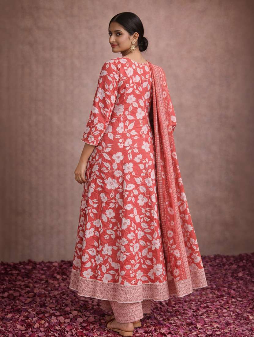 women red cotton fit & flare ethnic dress - 22463124 -  Standard Image - 3