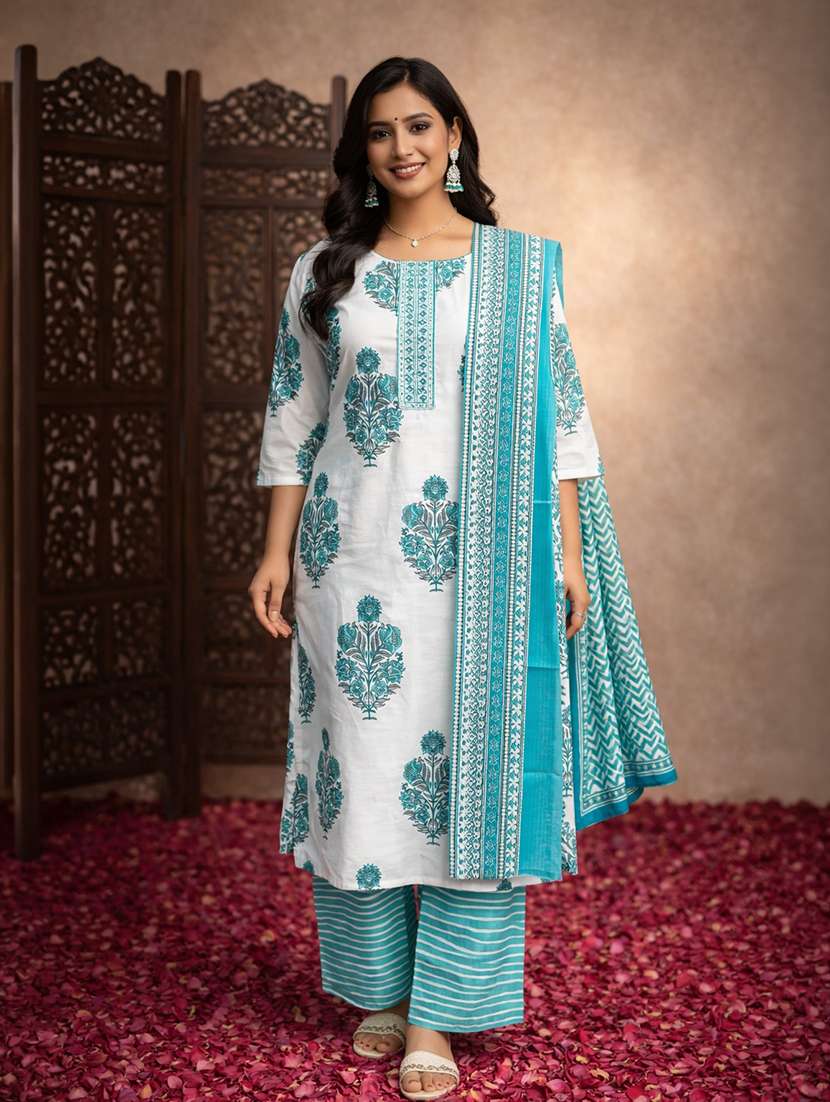 women white cotton straight ethnic dress