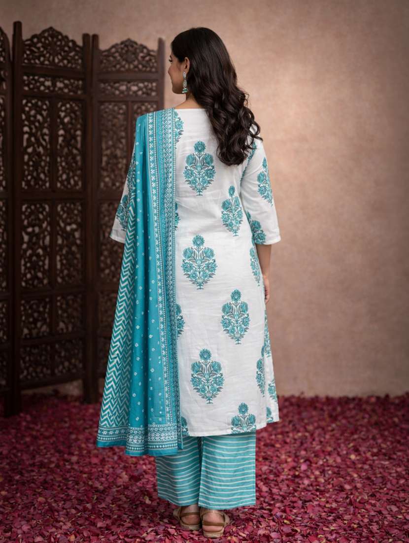 women white cotton straight ethnic dress - 22463164 -  Standard Image - 3