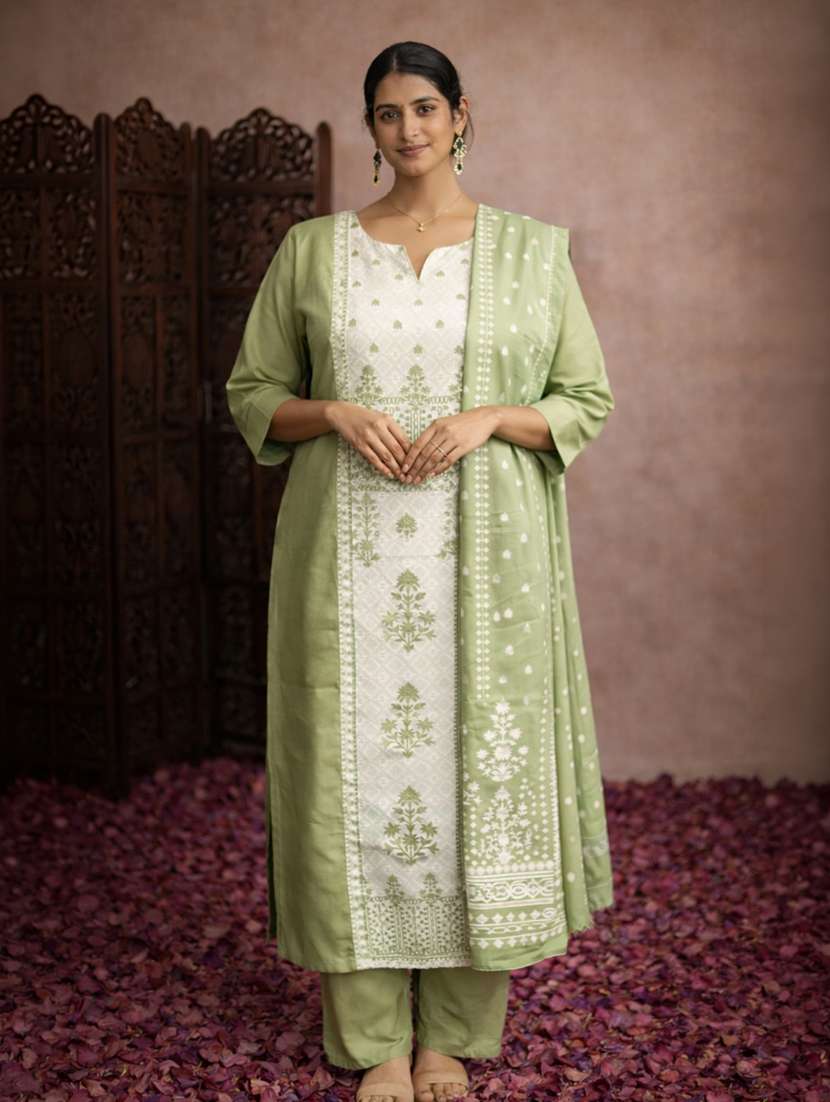  women floral design green cotton 