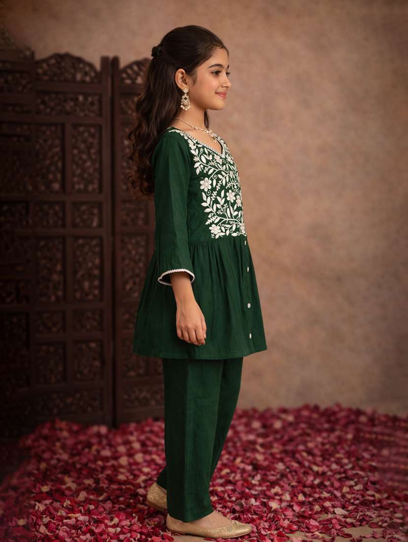 Girls Green Cotton Blend Top & Trouser Co-ord Set - 22463230 -  Standard Image - 3