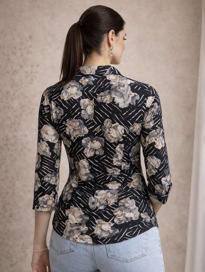 women black polyester regular shirt - 22463255 -  Standard Image - 3