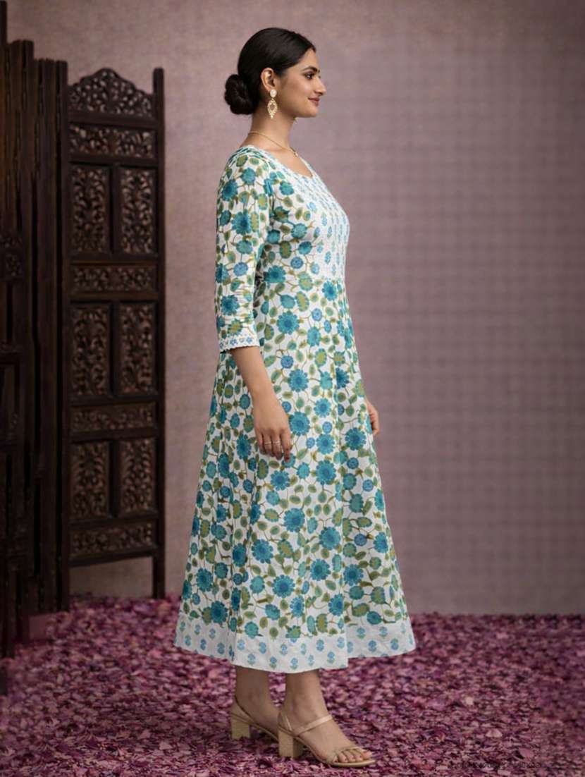 women white cotton fit & flare dress - 22463343 -  Standard Image - 3