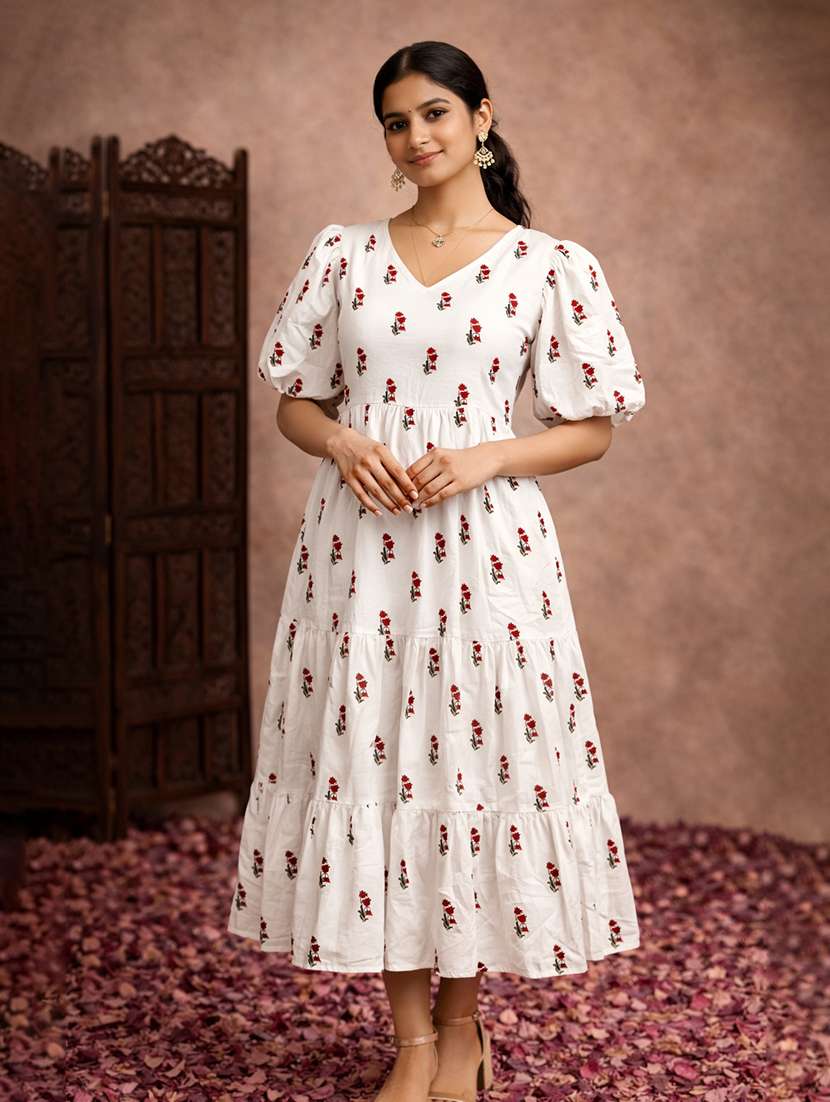 white cotton fit & flare dress