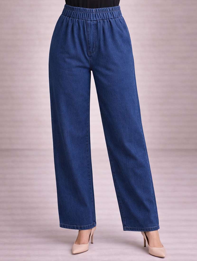 women navy blue denim jean