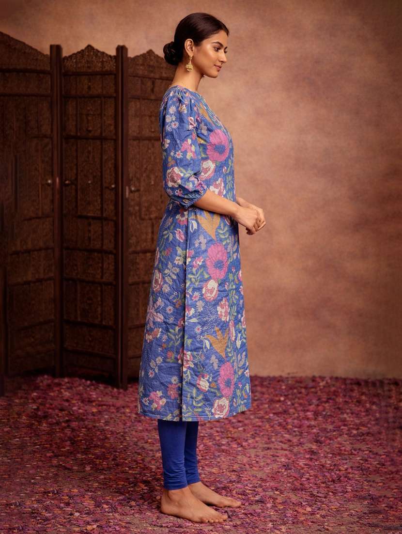 women blue cotton straight kurti - 22463398 -  Standard Image - 3