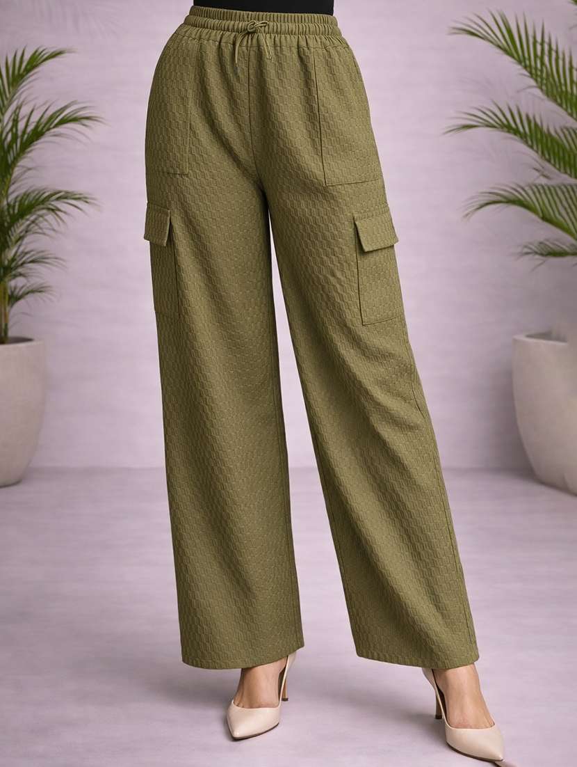 women olive nylon cargo