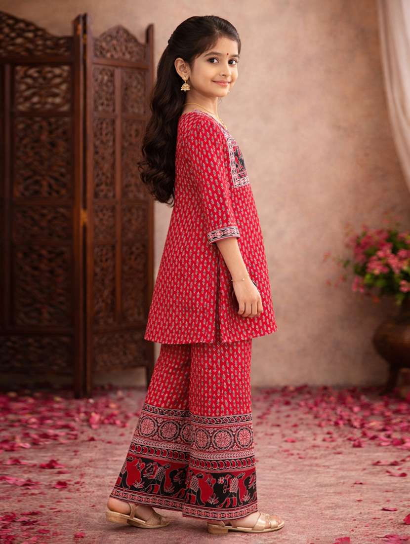 girl cotton kurta palazzo set suit set - 22463423 -  Standard Image - 3