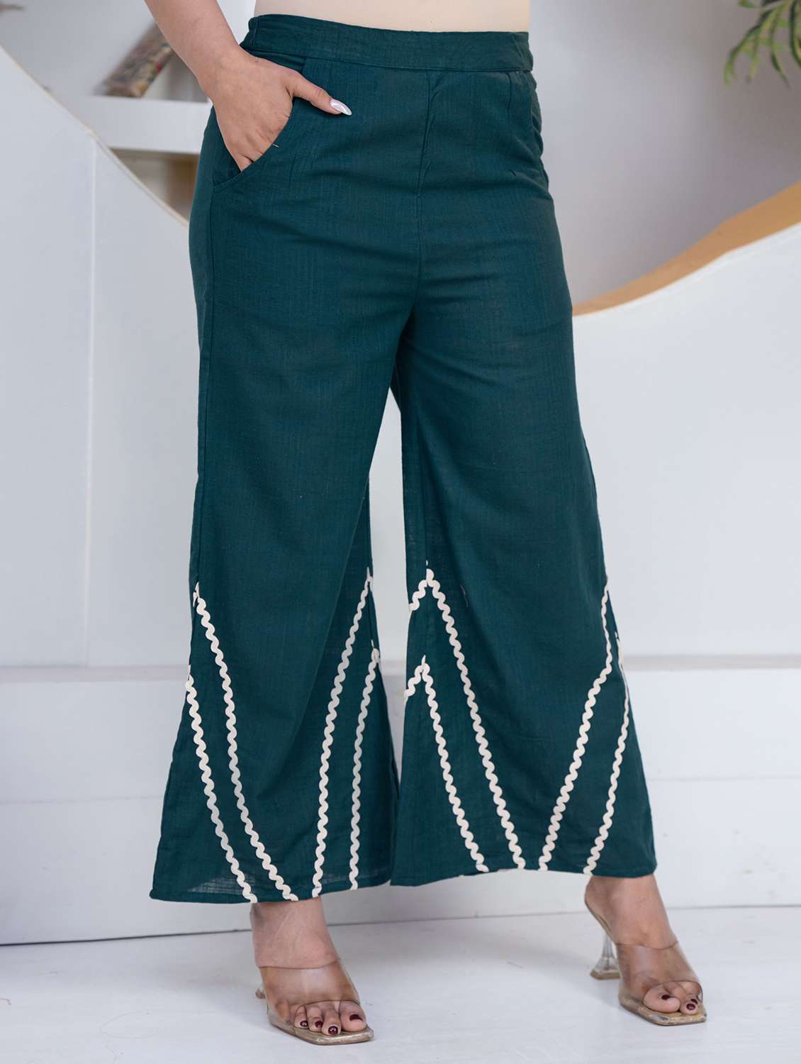 women green cotton top and trouser co-ord set - 22463441 -  Standard Image - 5
