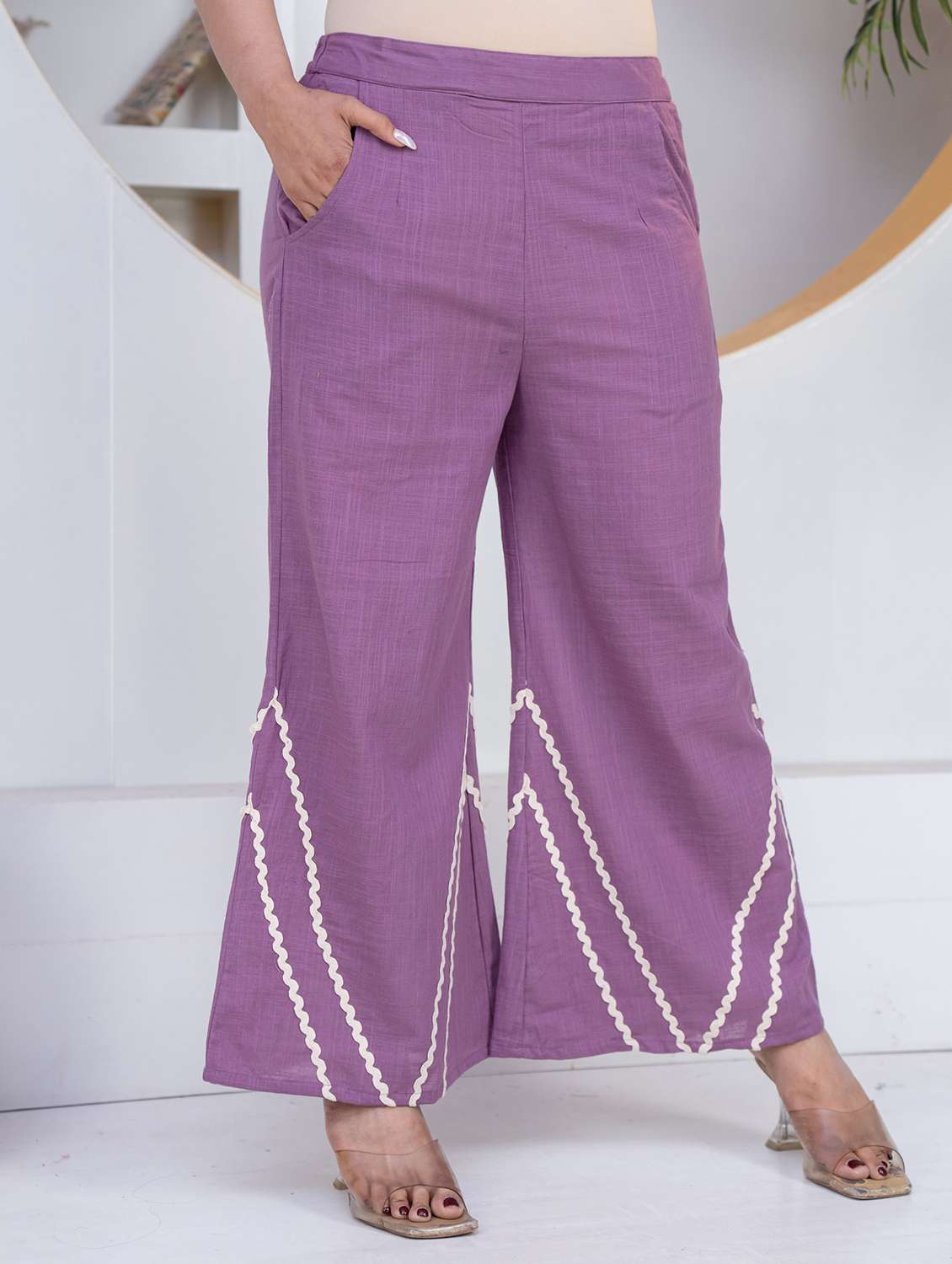 women purple cotton top and trouser set - 22463463 -  Standard Image - 5