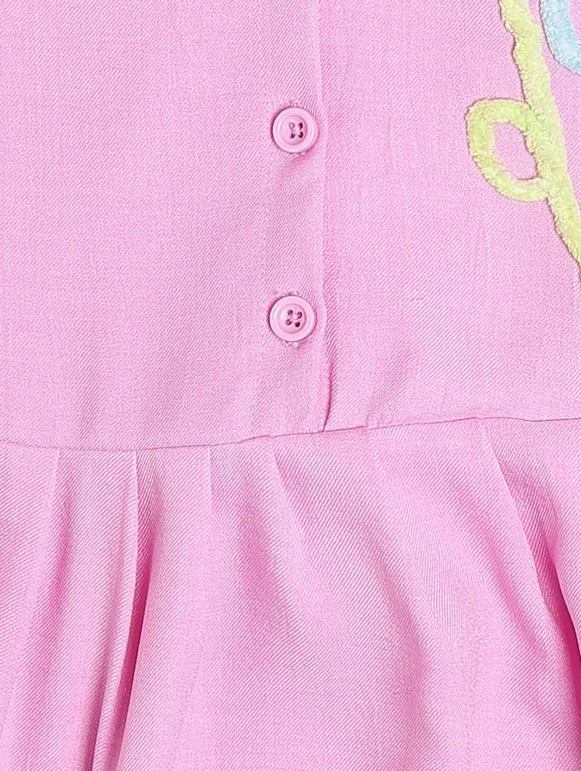 girls pink rayon fit & flare frock - 22463466 -  Standard Image - 3